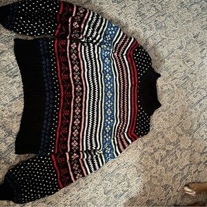 American Eagle Outfitters Black Multicolor Patterned Sweater